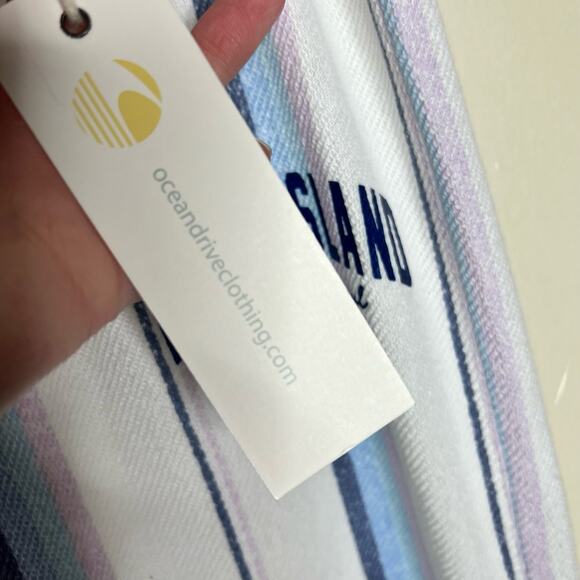 NWT Ocean Drive French Terry Pants LARGE Beach Rhone Island Striped Wide Leg - Picture 5 of 9